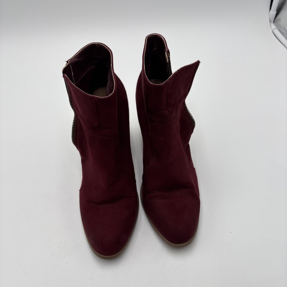 Just Fab Vasha Women's‎ Shoes Burgundy Size 9 4 Inch Heel Side Zip Boot Style